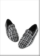 Luxury Brand Black and White Knitted cotton Men's penny Loafers British Classic Slip On Smoking Slippers
