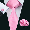 Peach Pink Wedding Ties For Men Exquisite Paisley Silk Pocket Square Cufflink Sets Fashion Woven Suit Necktie Groom Barry.Wang
