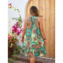 Women's Plus Size Sleeveless Ruffle Print Dress