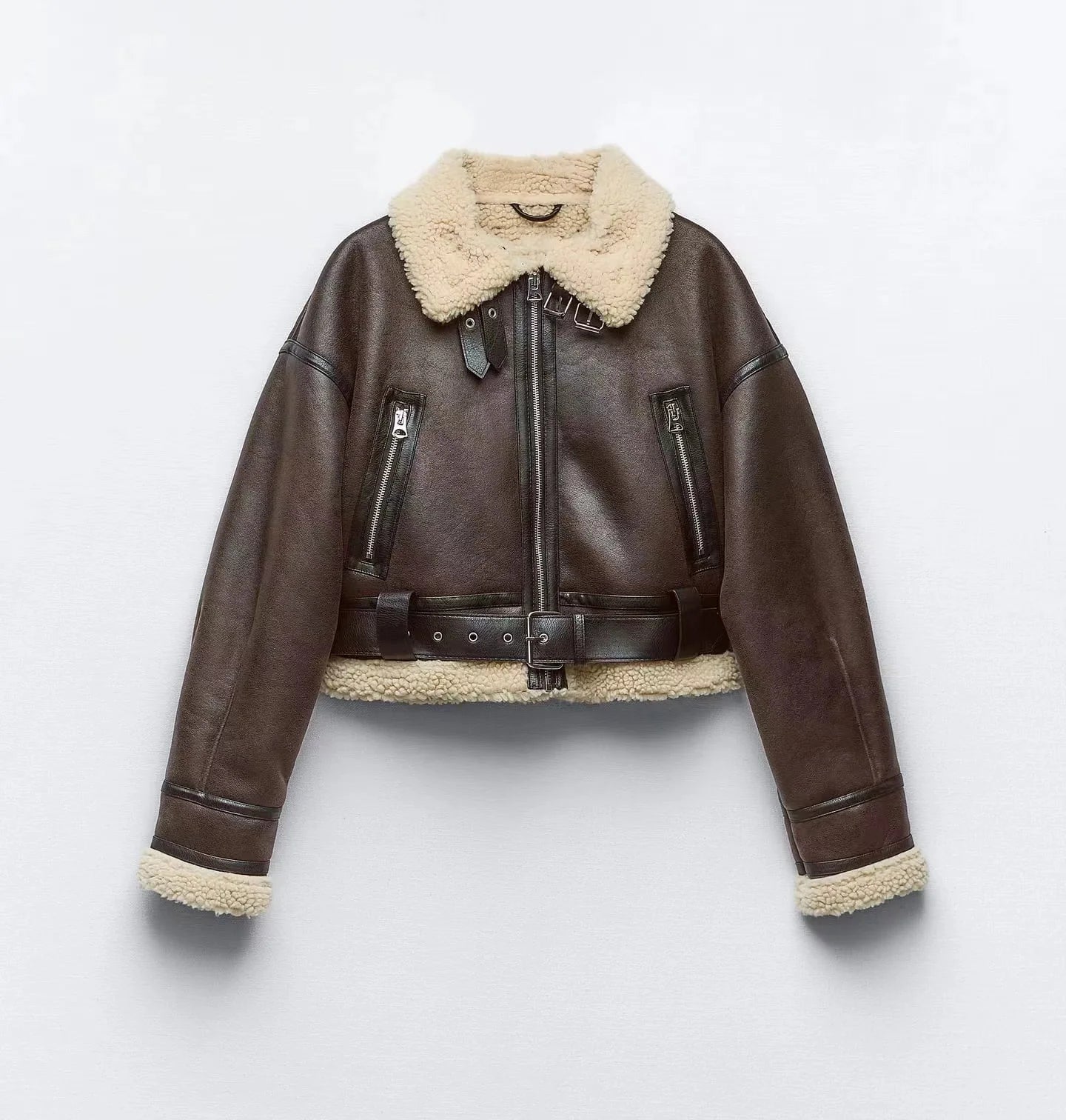 2024 Winter warm sheepskin overcoat jacket