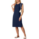 New Fashion And Multifunctional Temperament Round Neck Neck Sleeves Solid Color Summer Dress