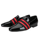 Men's Patent Leather Slip-On Shoes with Patchwork Colour Crossband Comfortable Wear for Fashion Party