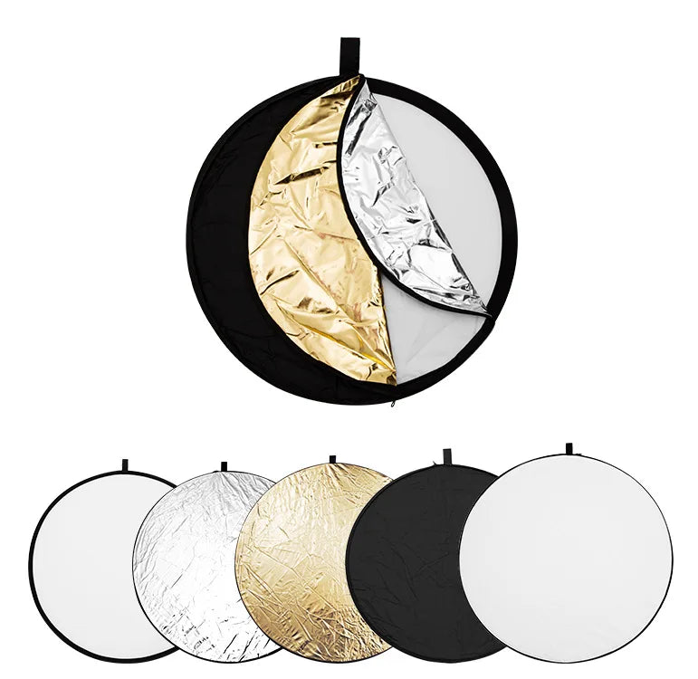 5 in 1 Round Reflectors Collapsible Photography Fill Light Batter Diffuser