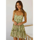 Spaghetti Strap Flower Chiffon Mini Dress