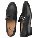Piergitar Black Napa Calfskin Men Loafers Luxury Brand Same Style Customized Metal Buckles With Letter "H" Formal Leather Shoes