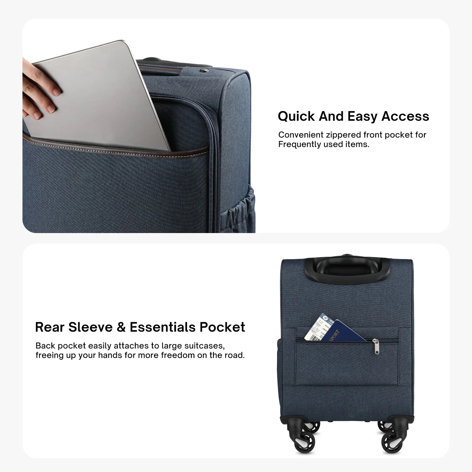 15 Inch Rolling Trolley Suitcase