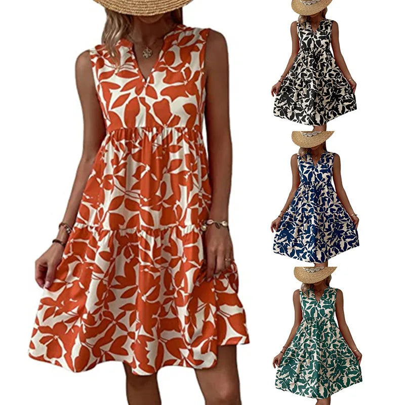 Women's Sleeveless Floral Print Dress