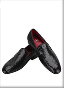 Men's Smoking Slippers With Red Outsole And Sequins for Weddings and Proms