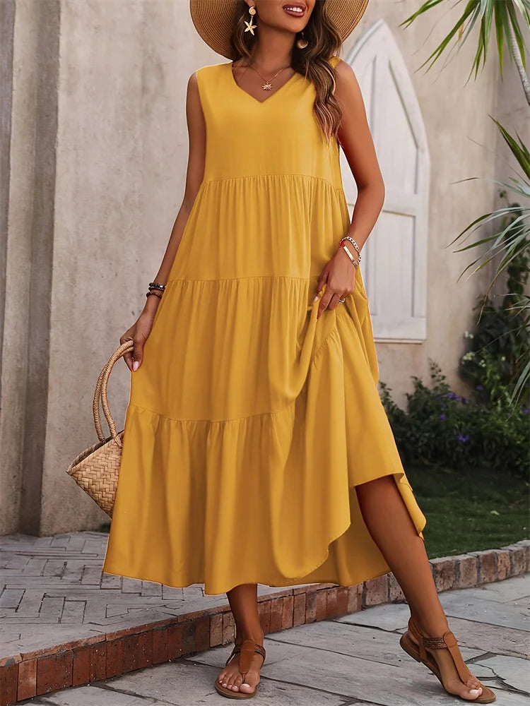 Long Loose Ruffle Dress