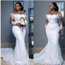 Customized Sheer Long Sleeves Lace Bridal Gown