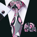 Peach Pink Wedding Ties For Men Exquisite Paisley Silk Pocket Square Cufflink Sets Fashion Woven Suit Necktie Groom Barry.Wang