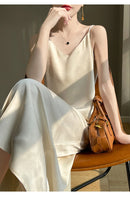 2025 New 100% Anti Wrinkle Mulberry Silk Strap Dress for Women's Summer New Loose Long Skirt