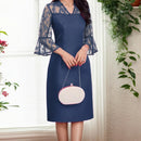 Lace V-Neck Satin Dress