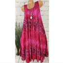 Elegant Floral Printed Lace Stitching O-Neck Sleeveless Women Summer Loose Tank Dress 2024