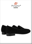 Piergitar 2022 Handmade Meteor Shower Design Velvet Men's Loafers British Style Classic Slip-On Men Smoking Slippers Plus Size