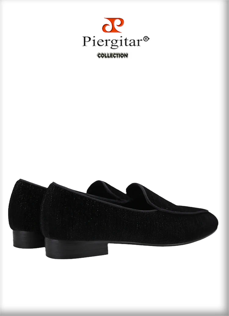 Piergitar 2022 Handmade Meteor Shower Design Velvet Men's Loafers British Style Classic Slip-On Men Smoking Slippers Plus Size