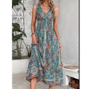 Summer Boho Print Women Fashion Sleeveless Beach Party Dresses