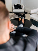 Piergitar Black Velvet Slippers With Matching Gros-grin Piping And Chain-Shaped Allover Crystals Handmade Slip-On Men's Loafers