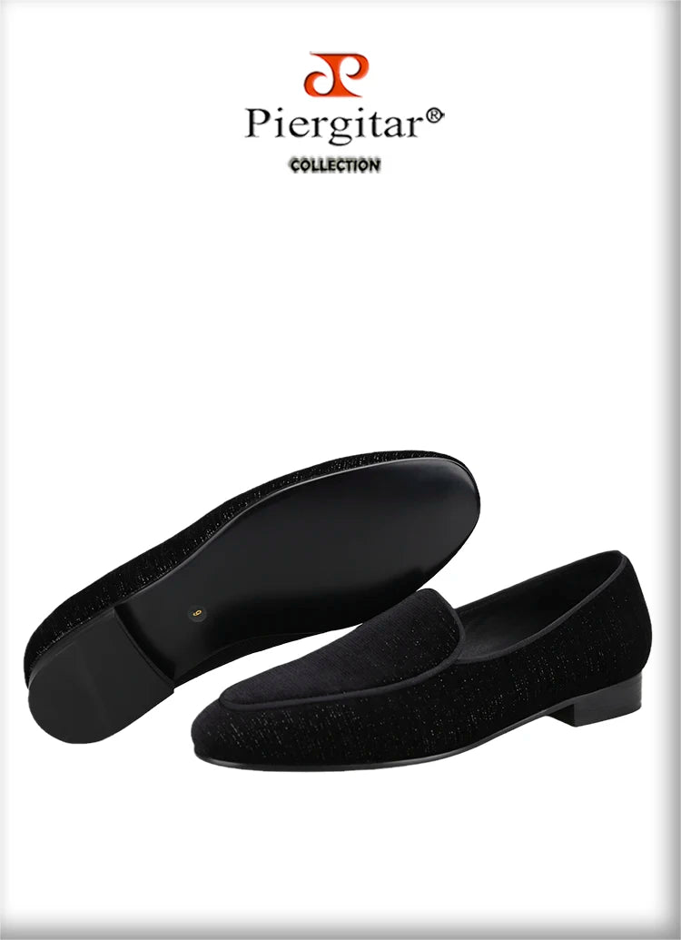 Piergitar 2022 Handmade Meteor Shower Design Velvet Men's Loafers British Style Classic Slip-On Men Smoking Slippers Plus Size
