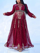 Women's Plus size Sequins High Neck Dress