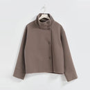 Stand Collar Women Winter Woolen Coats 2025 Spring Single Breasted Loose Female Long Sleeve Jacket Office Lady Street Short Coat