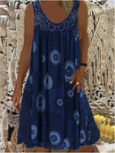 Digital printed off shoulder sexy camisole loose fitting dress lace casual dress  summer dress