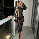 Women's Sexy Long Sleeves Dresses Black White Dresses Party Night Club Clothing