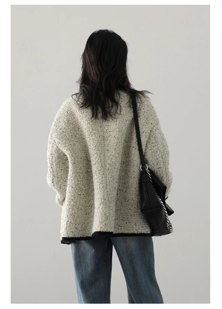 CHIC VEN Women's Woolen Coat Heavy Industry Down Jacket Vintage V-Neck Woman Down Coat Female Tops Autumn Winter 2024
