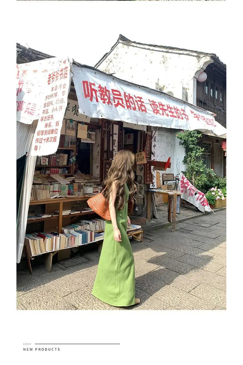 Ramie Linen Slip Dress 2025 Summer Women Sleeveless Maxi Dress Organic Minimalist Aesthetic Waist Defined Sustainable ResortWear