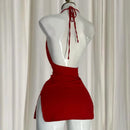Women's Mini Red Halter Dress