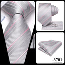 Hi-Tie Striped Black Red Gold Green Silk Wedding Tie For Men Handky Cufflink Gift Men Necktie Fashion Designer Business Party