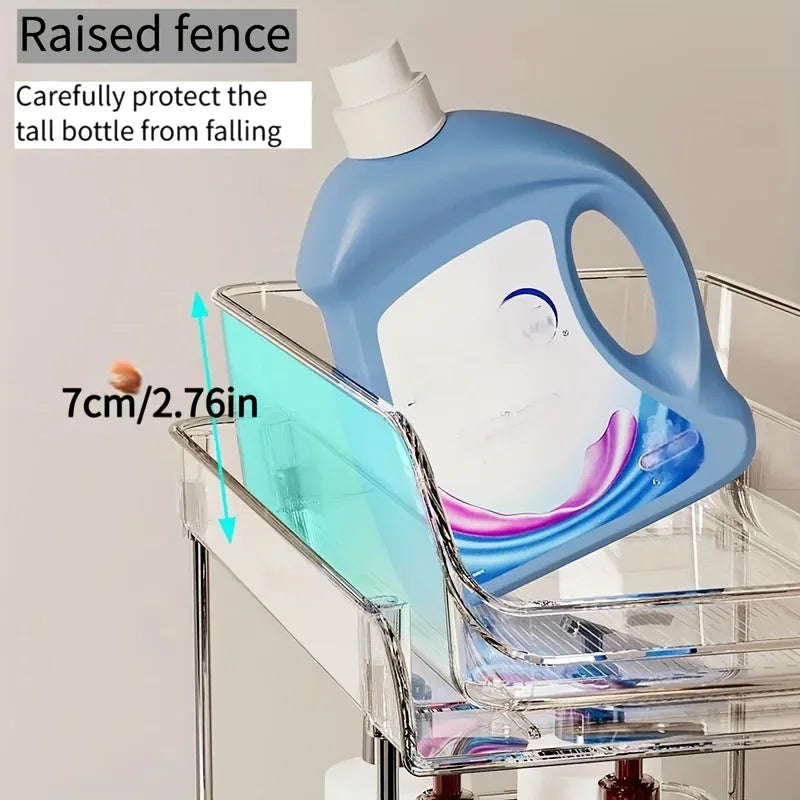 Pull-Out Under Sink Organizer with Shelf, Heavy-Duty Bathroom Storage Rack  No Tools Needed for Easy Installation, Clear Shelves