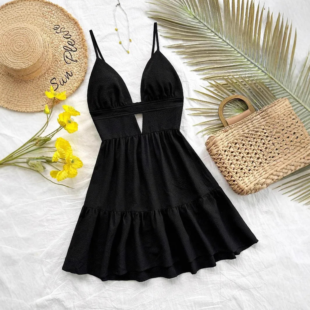 Women Sleeveless Backless Mini Dress