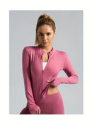 Seamless Sports Outerwear Yoga Coat Cropped Jacket for Gym Running High Waisted Moisture Wicking Workout Top with  Coat Women