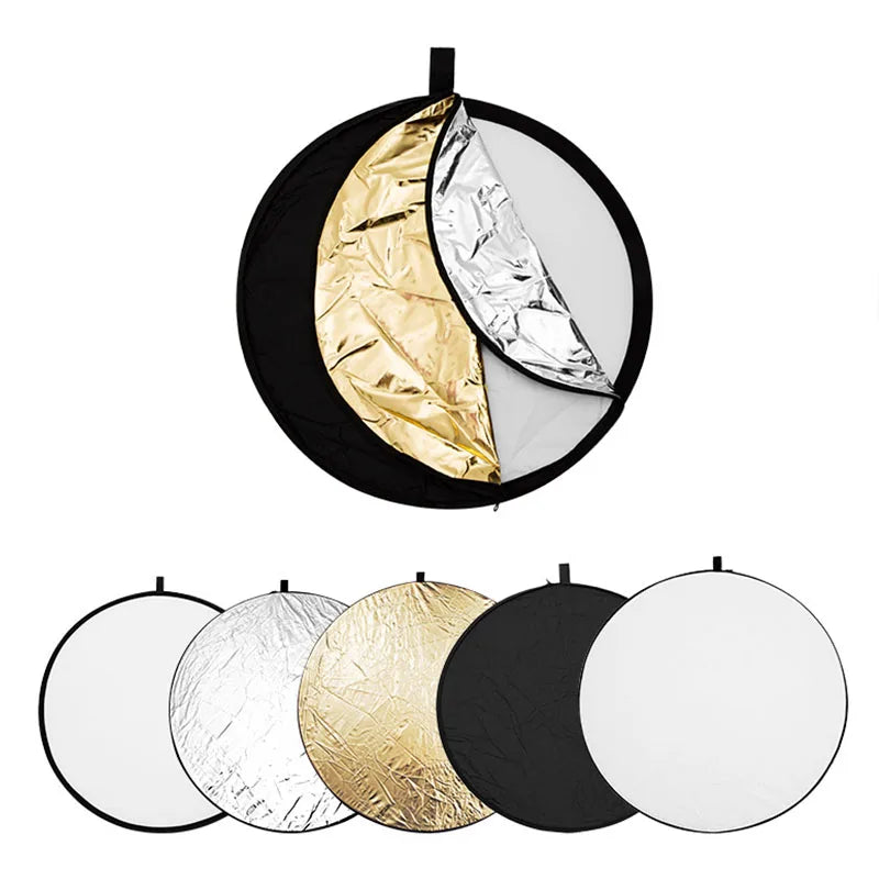 5 in 1 Round Reflectors Collapsible Photography Fill Light Batter Diffuser