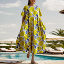 Dress For Women Summer New Short Sleeve Floral Print O-neck Big Hem Loose Fashion Elegant Casual Commute Female A-line Dress