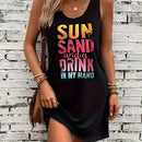 Women's Summer Sleeveless Tank Top Dress Sexy Women's summer loose sleeveless short mini dress with black print