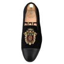 Piergitar 2022 New British Style Retro Embroidered Patch Men's Loafers Handmade Leather Stitching Velvet Moccasins Slip-On Shoes