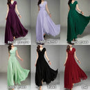 Women's Short-Sleeved Chiffon Evening Dress, Female Party Dress, Monochromatic, Bohemian, Long, Elegant, New, 2022