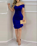 Off Shoulder Velvet Dress