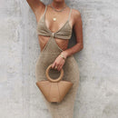 Women's backless spaghetti strap dress