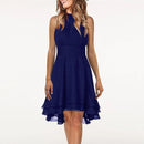 Women's Sleeveless Chiffon High-Waist Layered Halter Dress