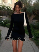 Ruffled Autumn Fashion Mini Dress Women's Slim Long Sleeve Patchwork Elegant 2024 Party Dress Casual Female Mini Dress New