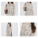 Floral Midi Dress Women Sweet A-Line Long Sleeve Hollow Out Dress Elegant High Waist Casual Long Dress Daily or Vacation Outfits