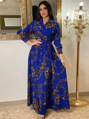 Digital Printed Single Breasted Long Dress Spring Autumn Women New Fashionable Women's Casual Long Sleeved Shirt Collar Dress