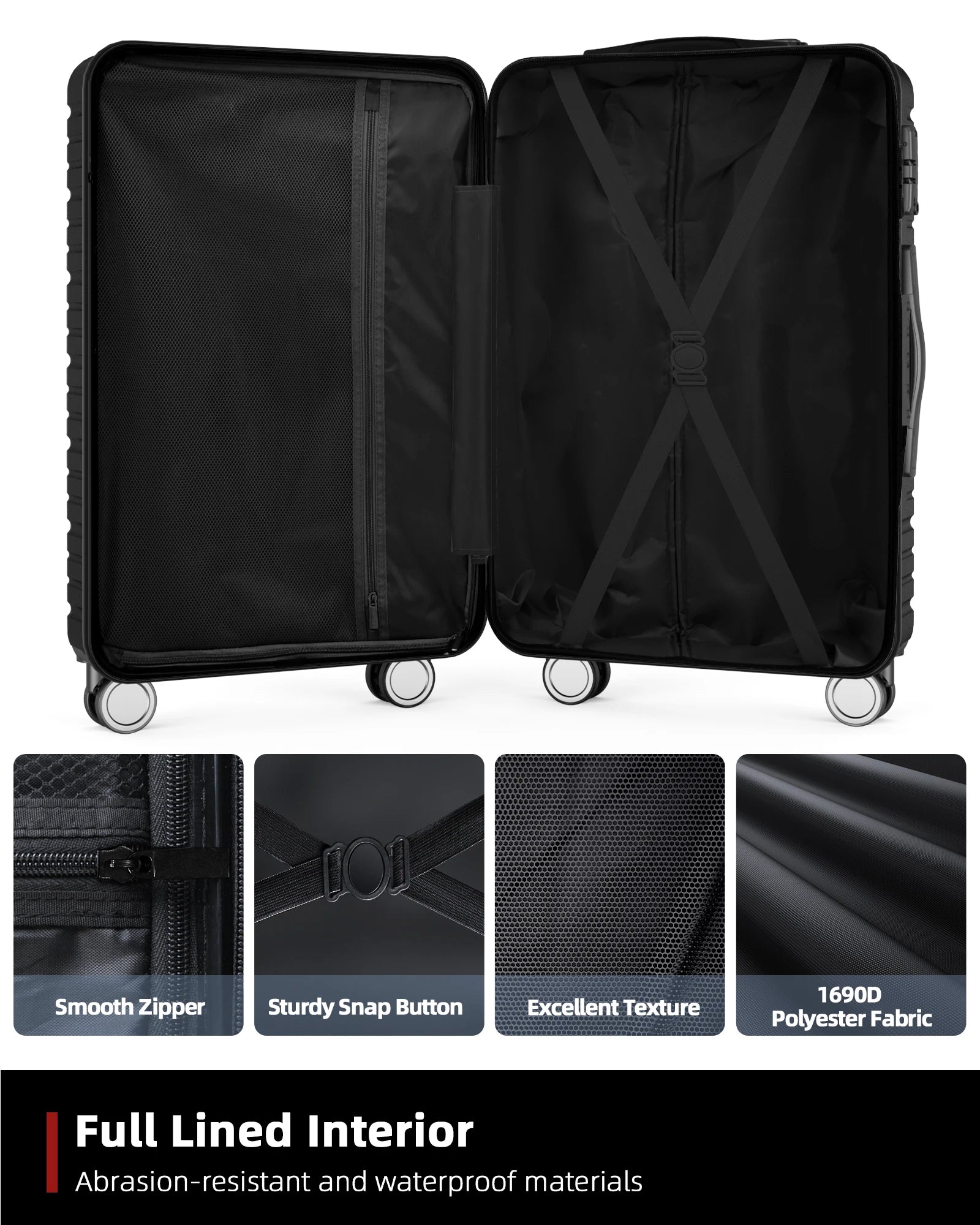 3 Piece 20/24/28 Inch Hardside Lightweight Suitcases