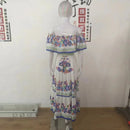 2024 Spring/Summer New Women Retro Fashion One Shoulder Red Flower Printed Waist Collection Long Style Large Swing Casual Dress