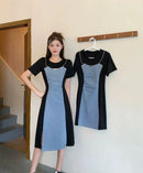 Midi Denim Women Dress Split Sleeve