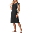 New Fashion And Multifunctional Temperament Round Neck Neck Sleeves Solid Color Summer Dress