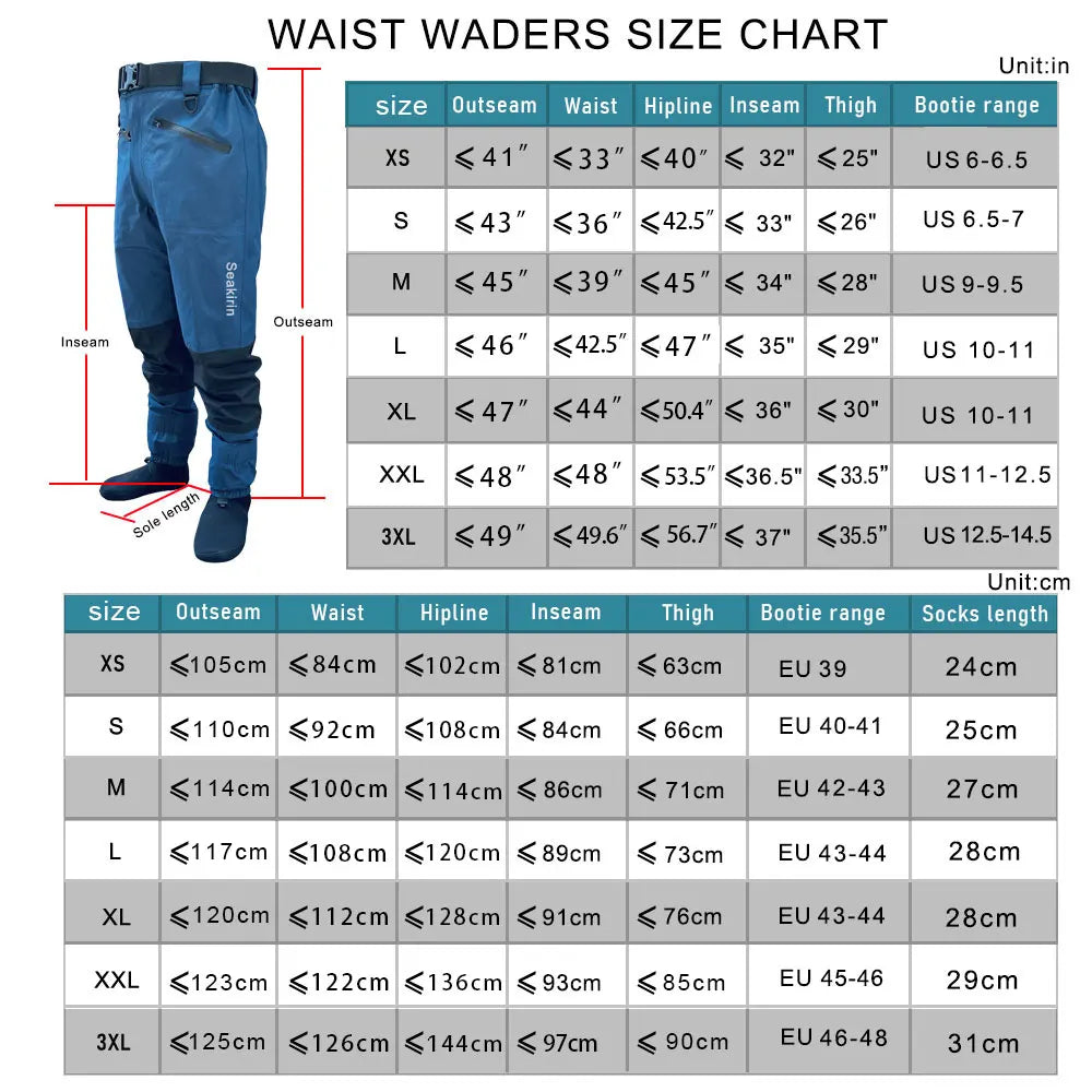 Breathable Stockingfoot Waist Height Wading Pants